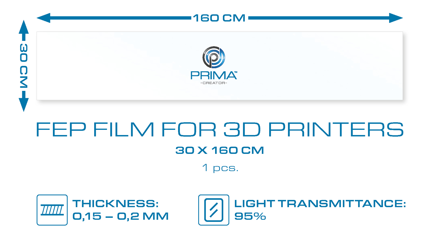 FEP-Folienrolle für 3D-Drucker – 30 x 160 cm