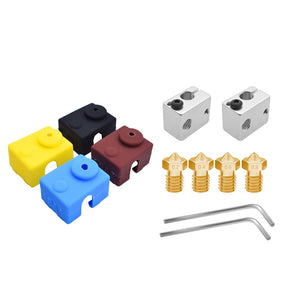3D Printer Zubehör Set V6 Nozzles and Heating Block Silicone Sleeve Kit Set